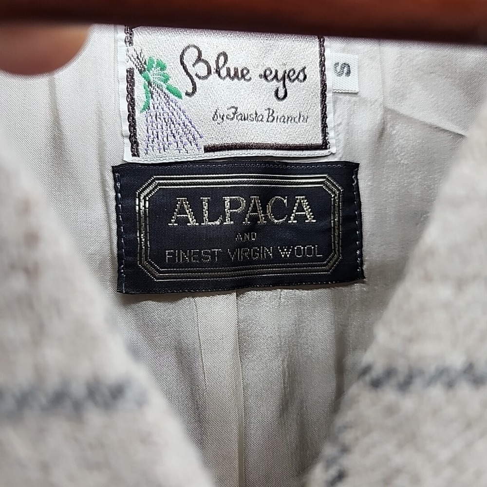 VTG Fausta Bianchi Womens Wool Alpaca Tan Plaid Blazer Jacket ITALY Cashmere - Picture 6 of 16